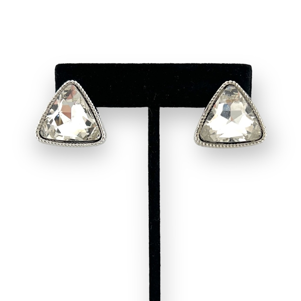 Swarovski Clear Crystal Triangle Stud Earrings